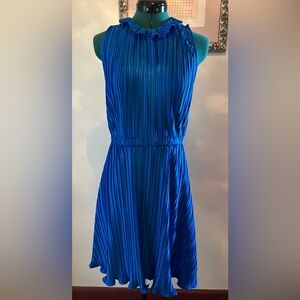 DKNY Royal Blue Pleated Sleeveless Dress Size 6 NWT